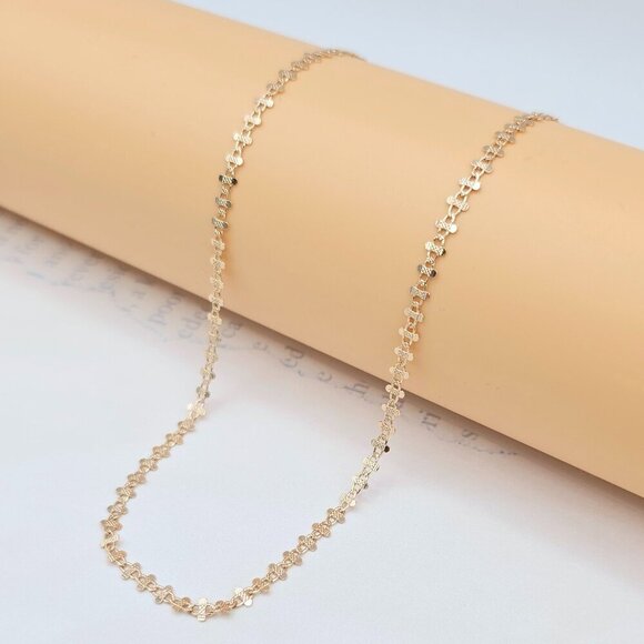 Rose Gold Plated Brass Necklace with Elegant Pattern – 17.7 Inches, XPNL0024 - Picture 1 of 12